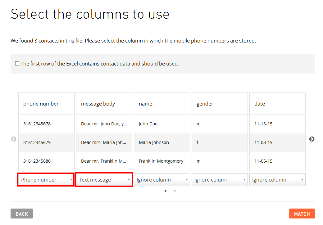 Excel file uploaded including message body