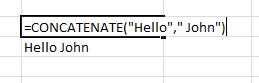 Example of concatenation in Excel