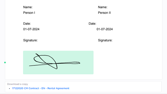 screenshot sign rental agreement