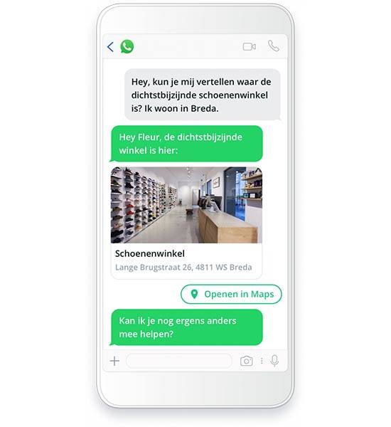whatsapp conversation about a shoe store