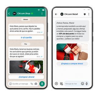 Mensaje de WhatsApp que comunica el abandono de un carrito