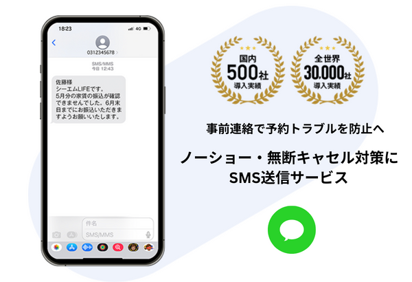 ノーショー対策にSMSを送信するイメージ